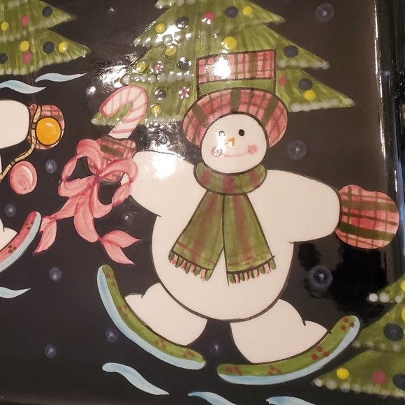 Laurie Gates Christmas Holiday Snowman Serving Tray - Picture 2 of 4